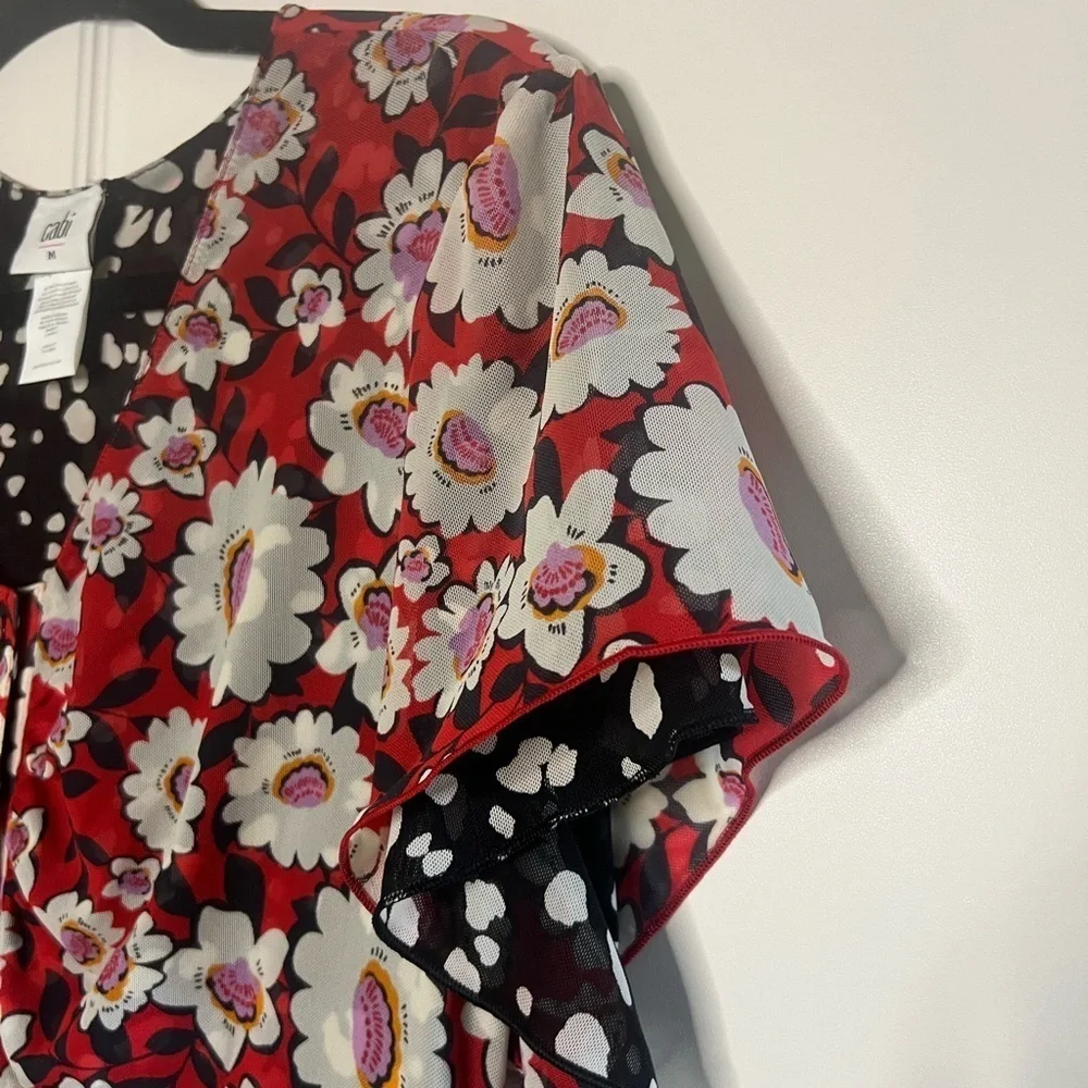 Cabi Gemini Reversible Floral Leopard Mesh Dress - Picture 5 of 9